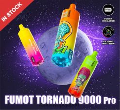 4LP42P211 Fumot RandM Tornado 9000 pro vape デバイス (バッテリーとジュース ディスプレイ バージョン 2 付き) ブルーラズアイス - RandM Vape 日本